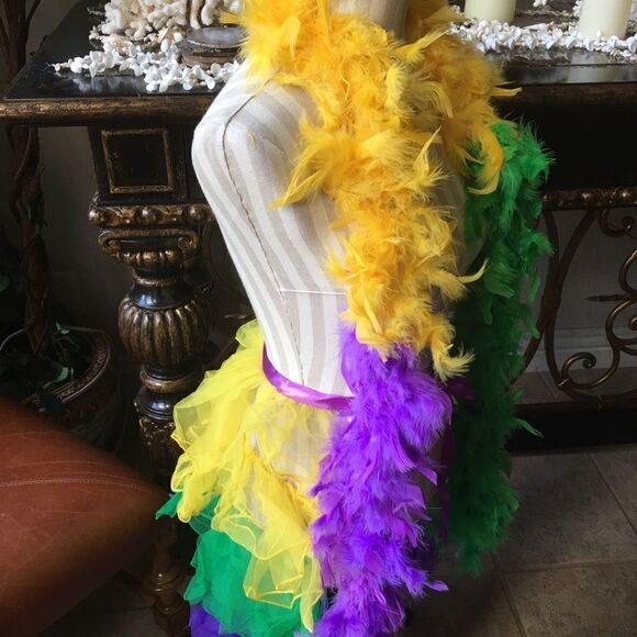 🎃 - MARDI GRAS Feather Tulle Skirt only - Picture 1 of 8